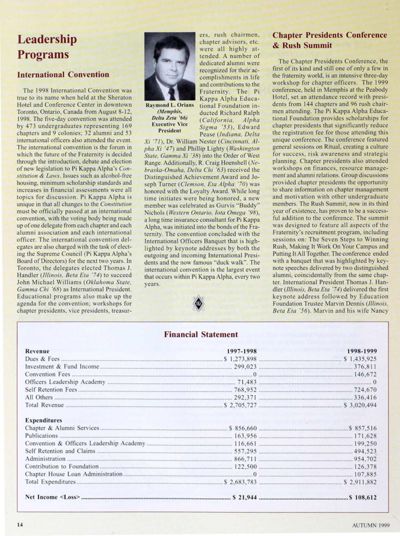 Financial Statement, Autumn 1999